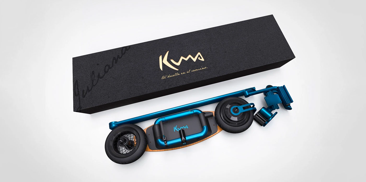 Kuma plegado junto a su empaque de lujo en seed cardboard